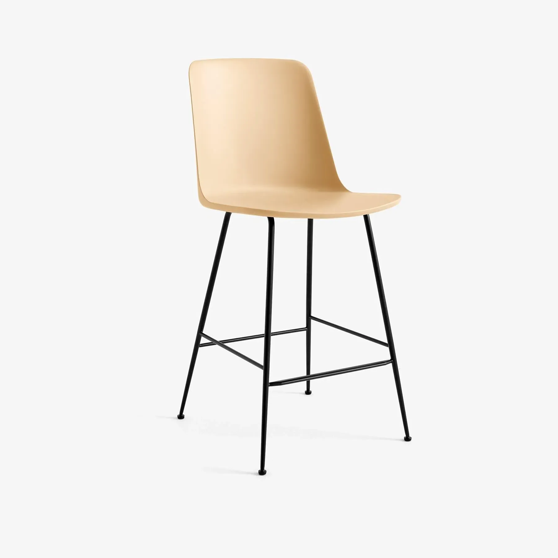 Bar Stool with Steel Legs - Beige, Plastic image
