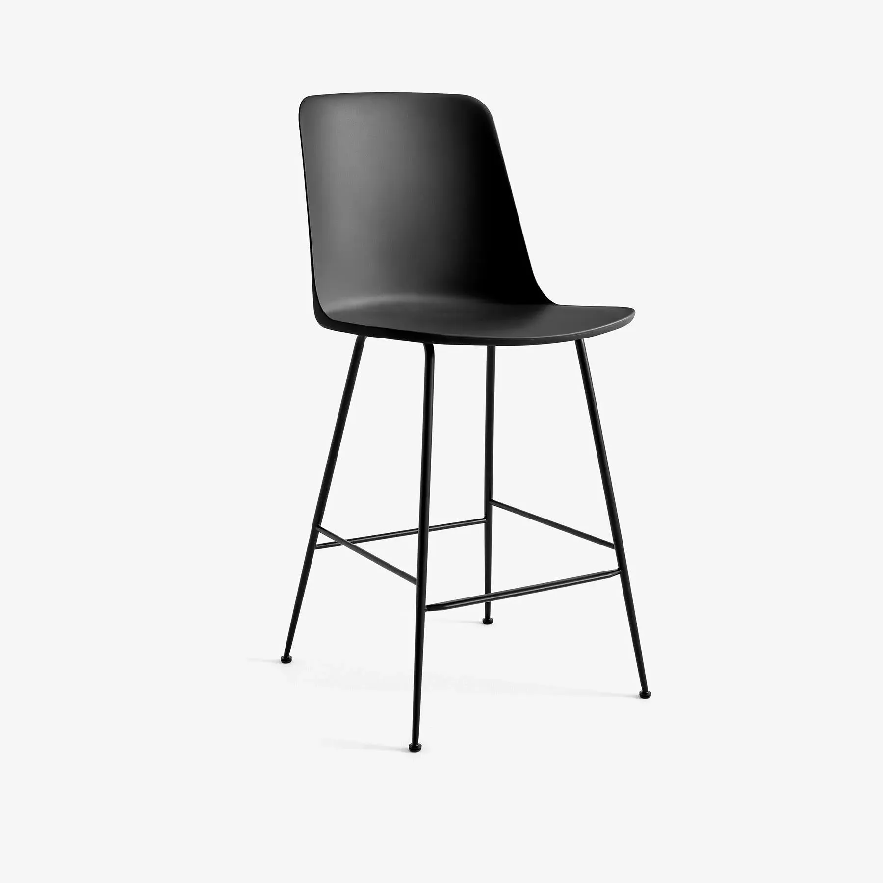 Bar Stool with Steel Legs - Black, Plastic
