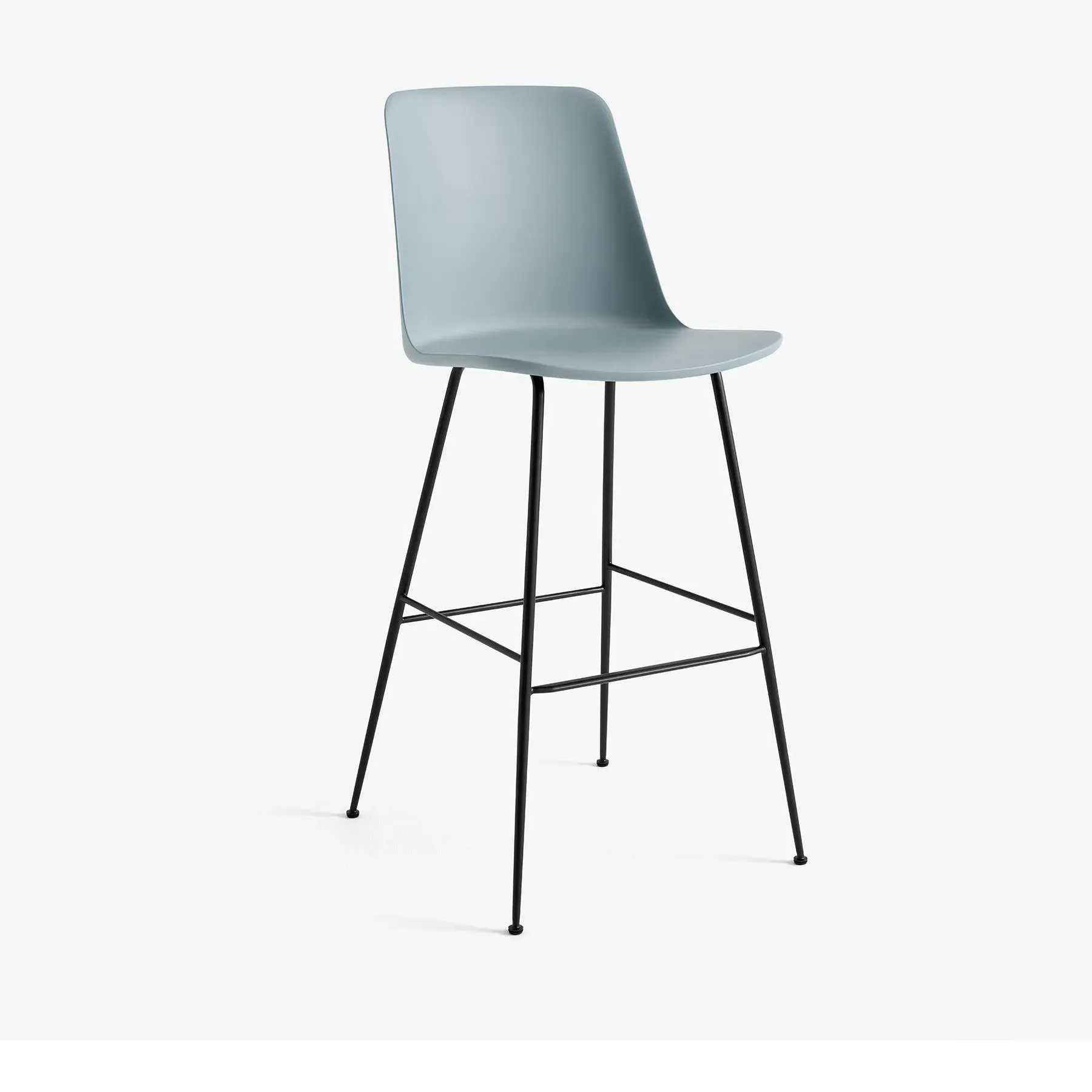 Bar Stool with Steel Legs - Blue, Plastic