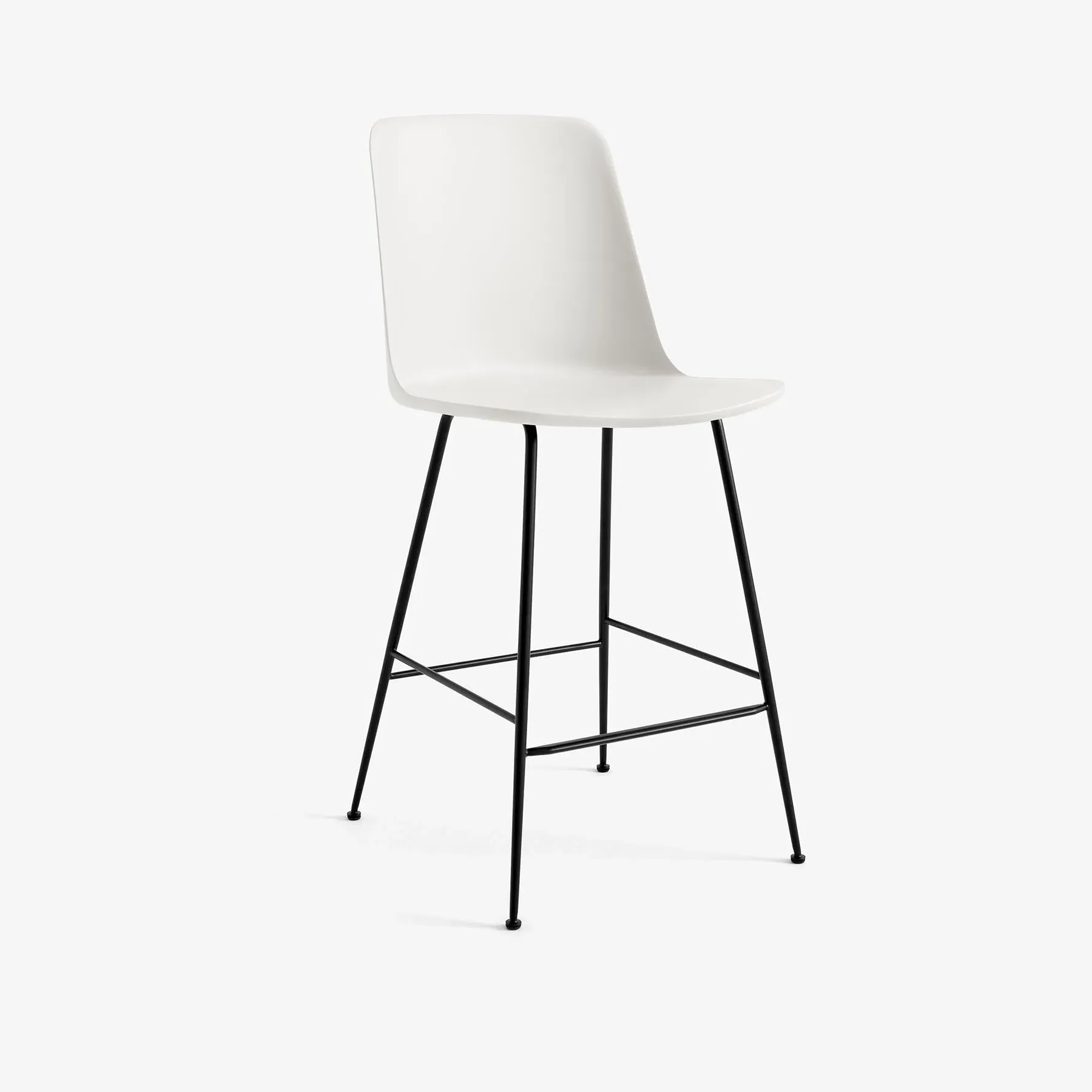Bar Stool with Steel Legs - White, Plastic