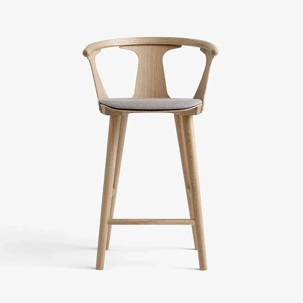 Bar Stool with Upholstered Seat - Black Oak