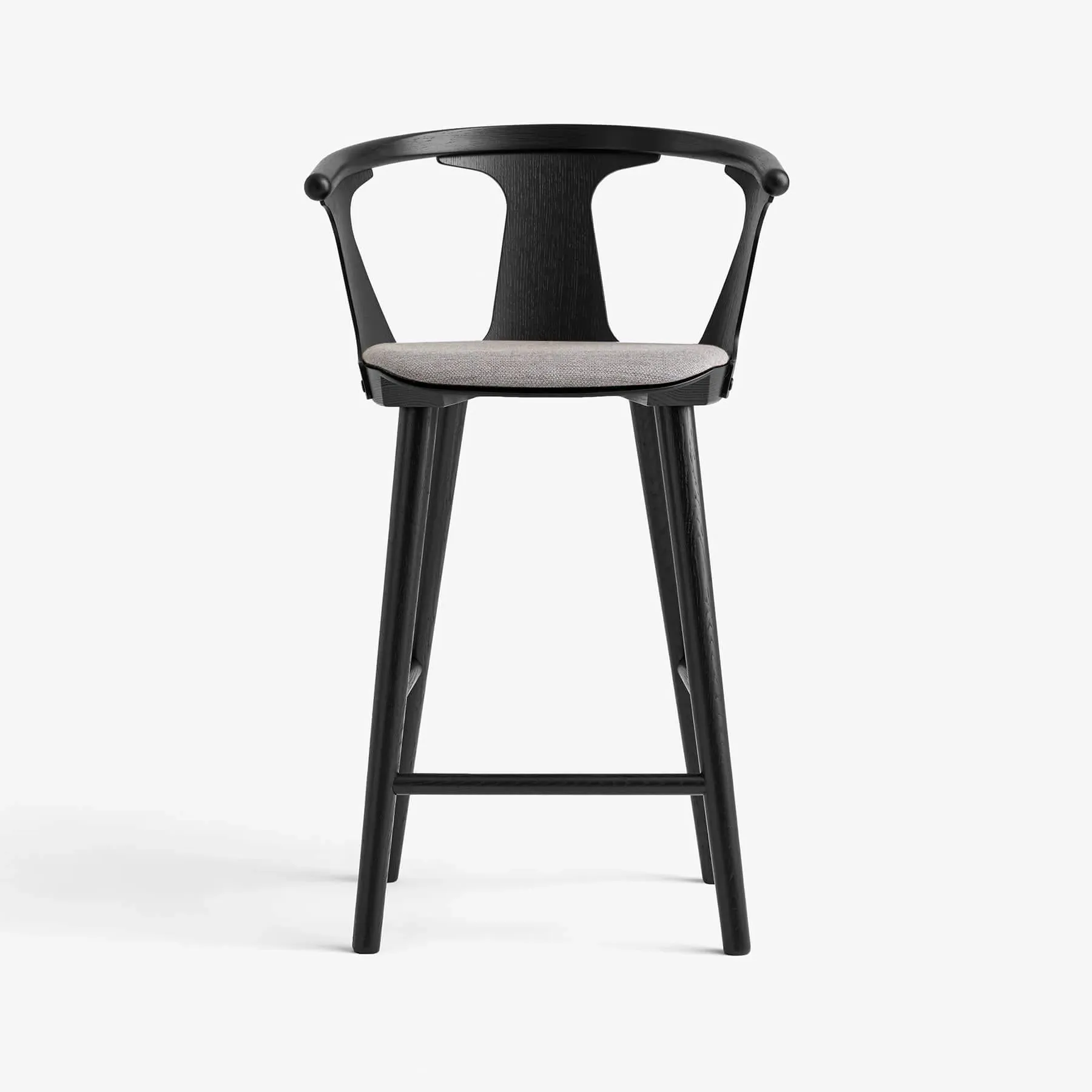 Bar Stool with Upholstered Seat - Black Oak