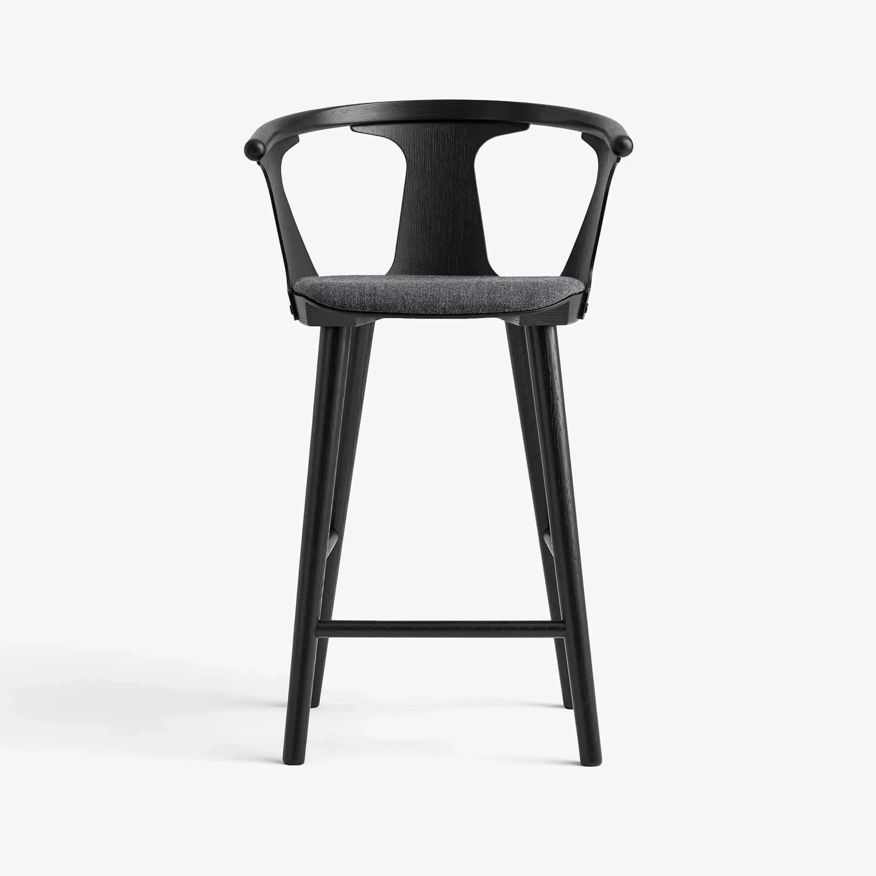 Bar Stool with Upholstered Seat - Black Oak image