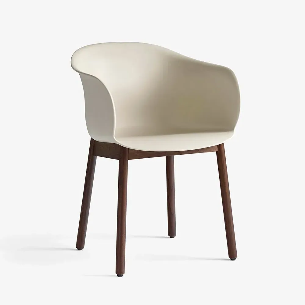 Dining Chair with Wooden Legs - Beige, Walnut