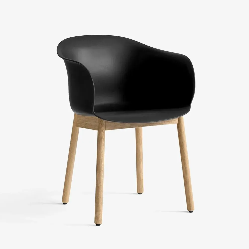 Dining Chair with Wooden Legs - Black, Oak