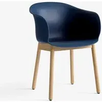 Dining Chair with Wooden Legs - Blue, Oak