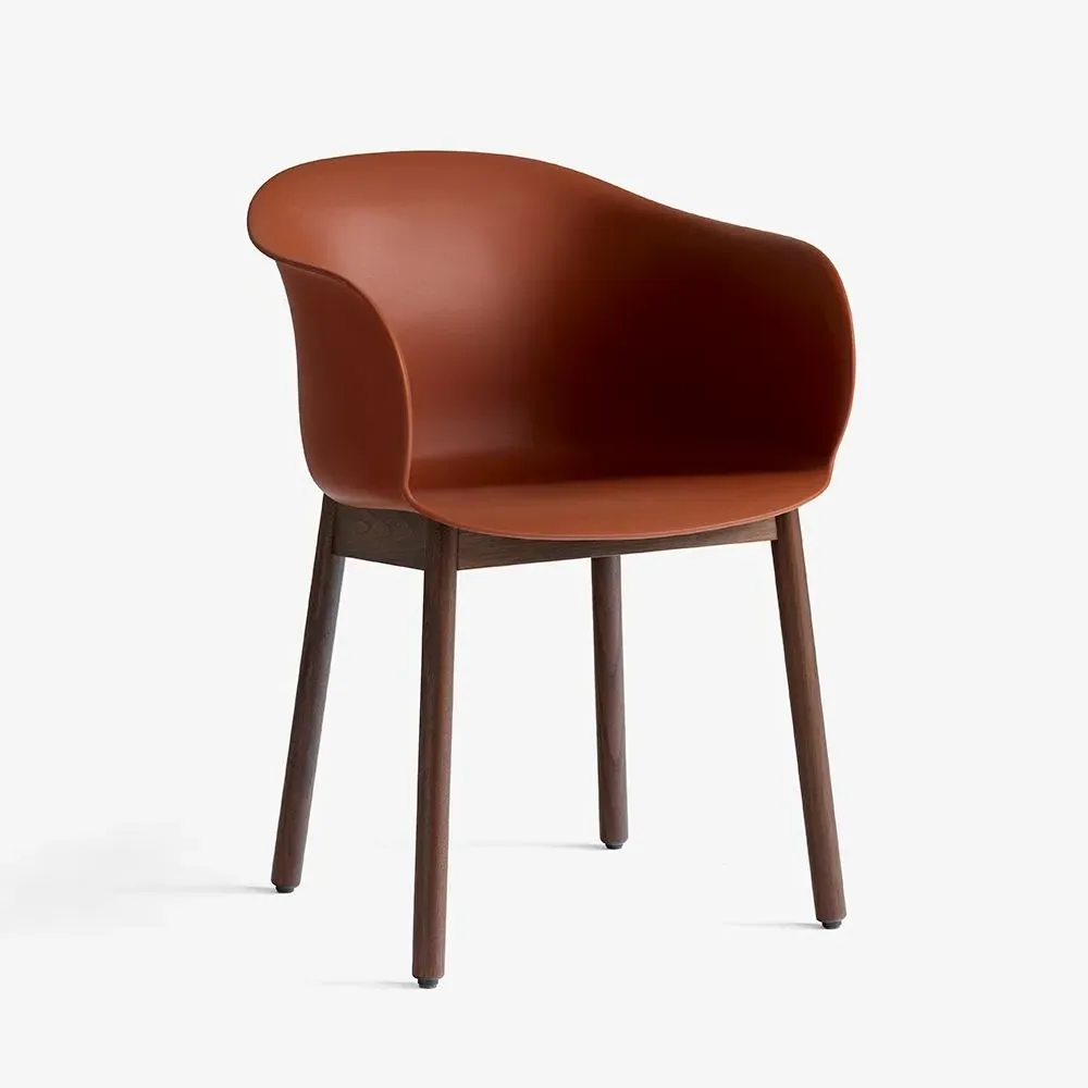 Dining Chair with Wooden Legs - Brown, Oak