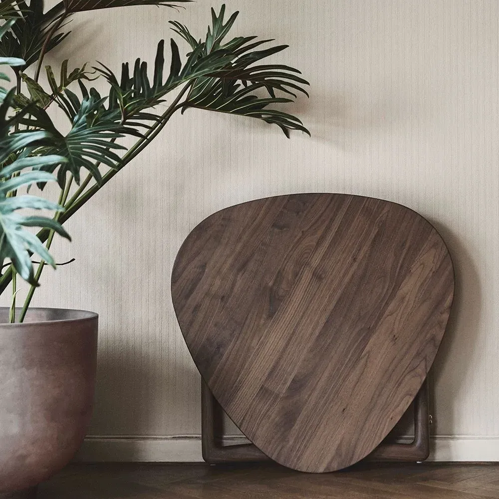 Drop Leaf Side Table with Folding Design - Walnut