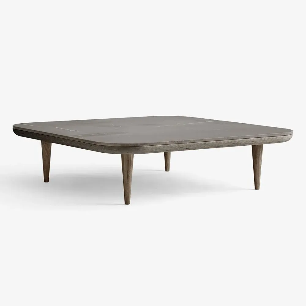 Fly Large Square Lounge Table - Smoked Oak, Nero Marquina Marble