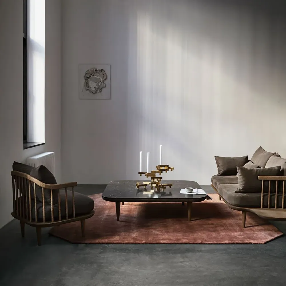 Fly Square Lounge Table - Smoked Oak, Nero Marquina Marble