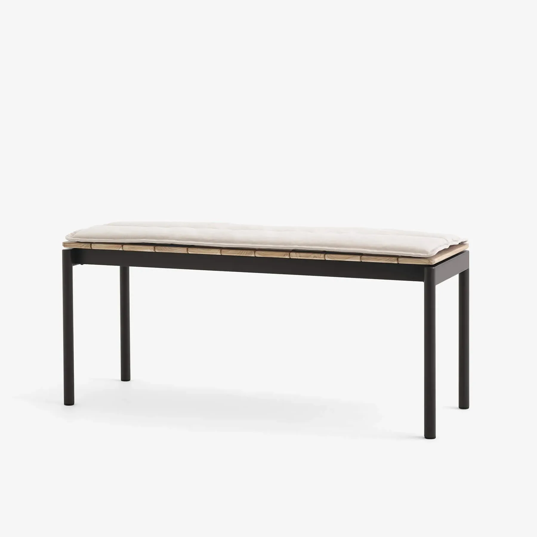 Garden Bench with Cushion - Warm Black, Teak