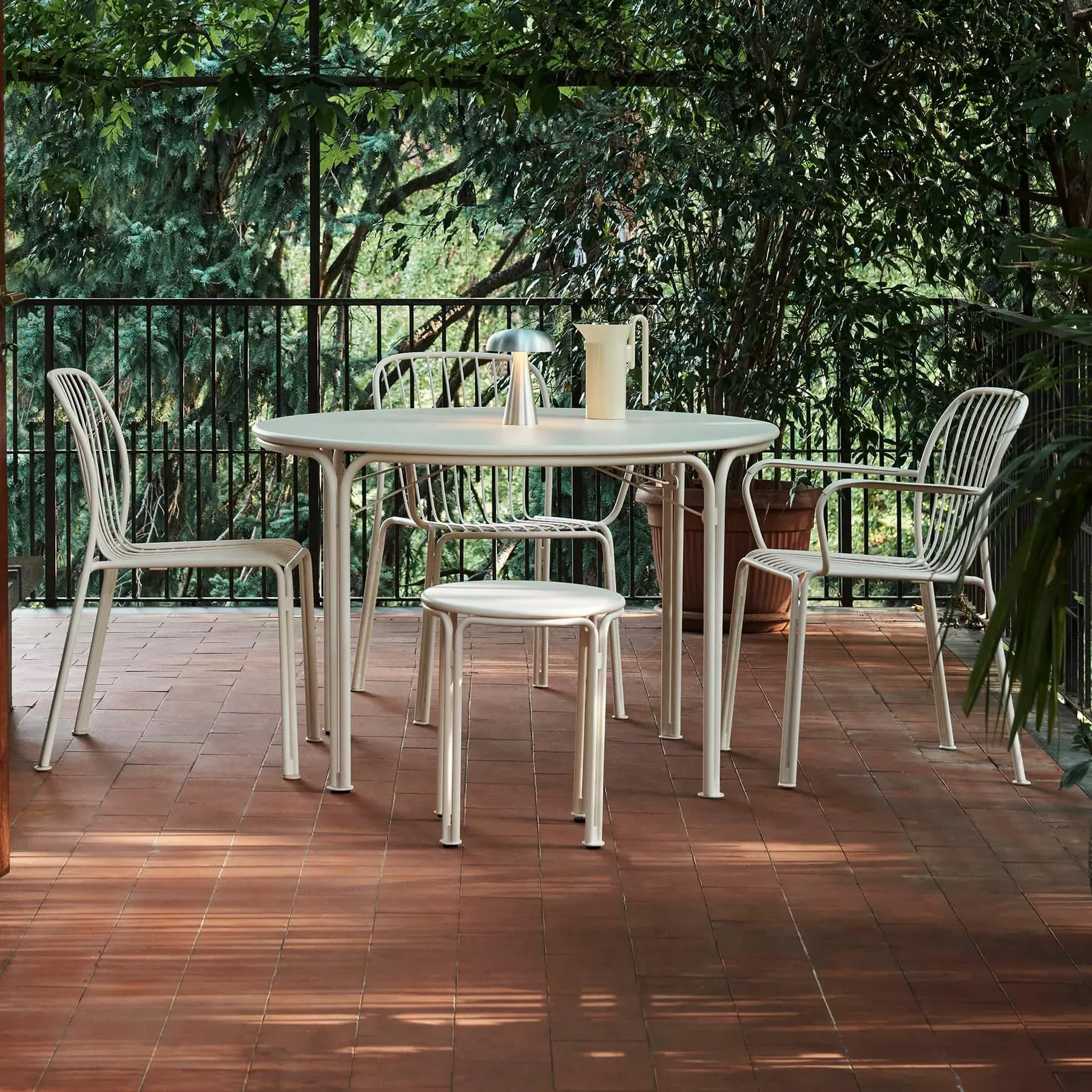 Garden Table with Stool Function - Green, Steel