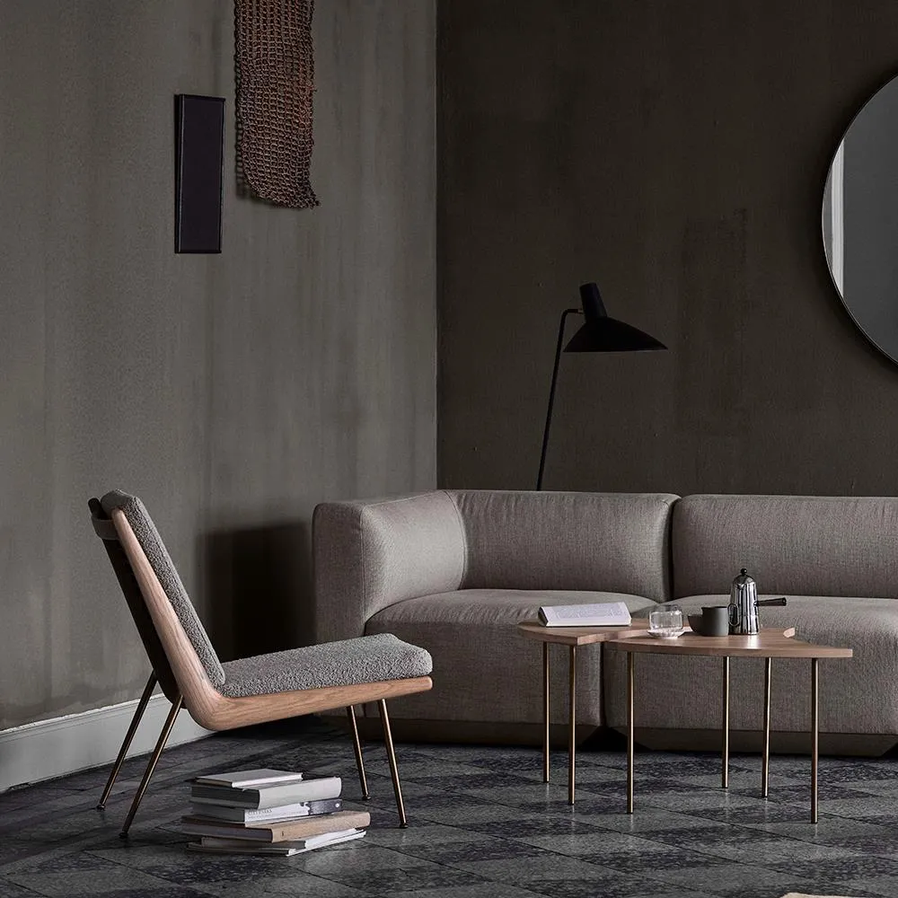 HM1 & HM2 Boomerang Lounge Chair - Re-Wool 128, Oiled Walnut