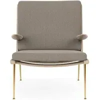 HM1 & HM2 Boomerang Lounge Chair with Armrests - Re-Wool 128, Oiled Oak