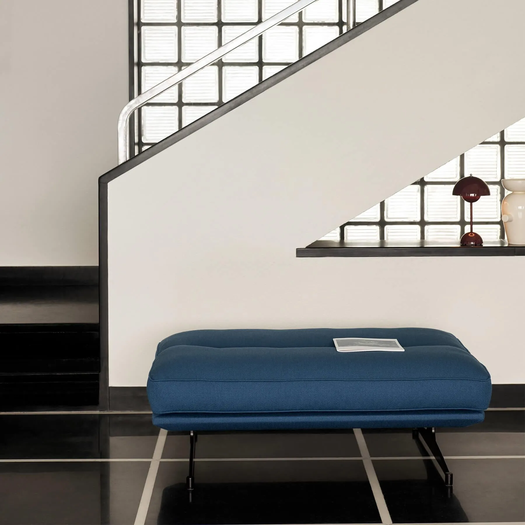 Inland Pouf with Steel Base - Clay, Fabric