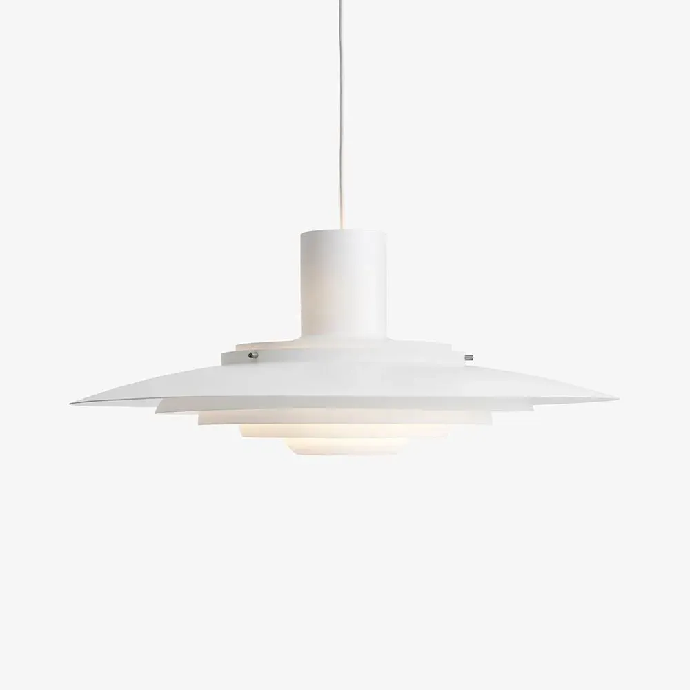 Large Pendant Light with Concentric Shades - White