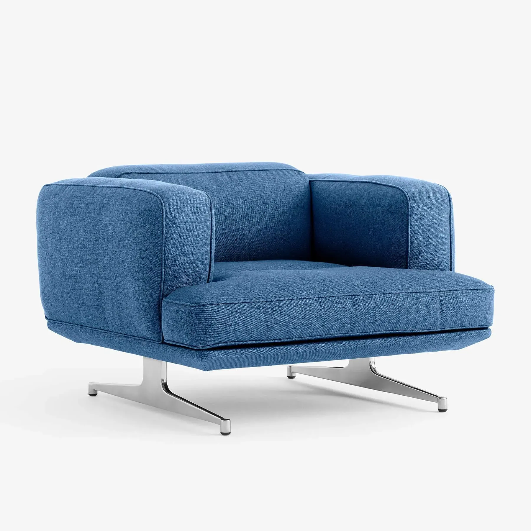 Lounge Chair with Aluminium Base - Blue, Fabric