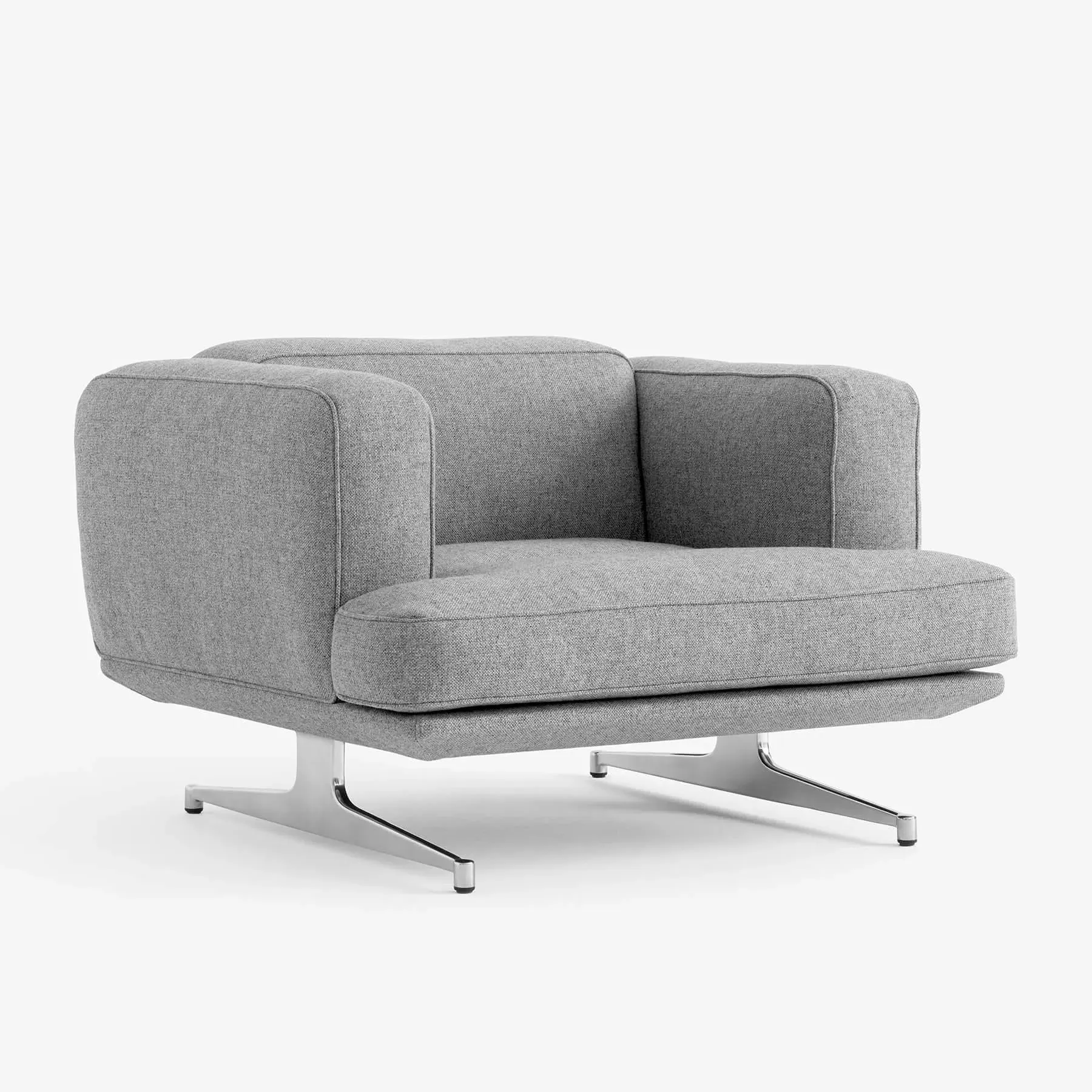 Lounge Chair with Aluminium Base - Grey, Fabric image