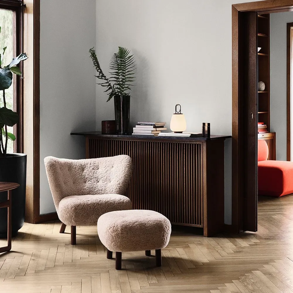 Lounge Chair with Footstool - Honey, Sheepskin