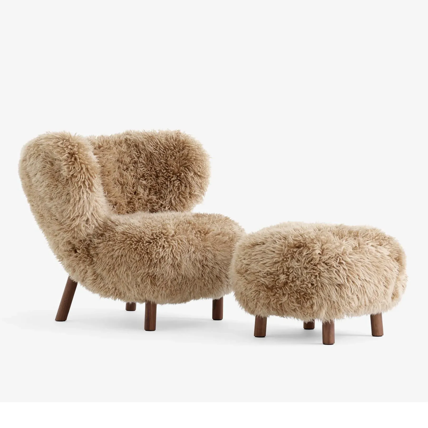 Lounge Chair with Footstool - Honey, Sheepskin