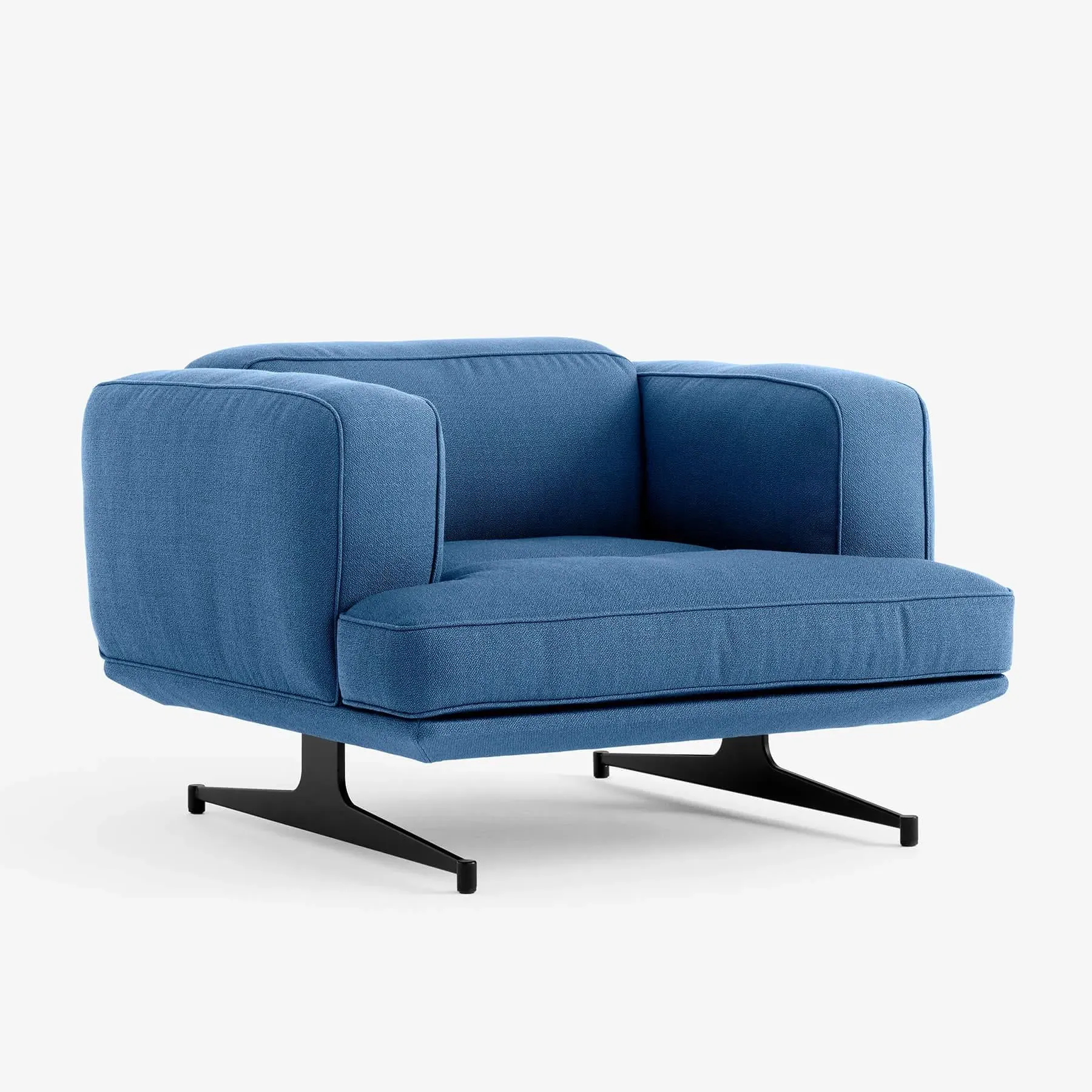 Lounge Chair with Steel Base - Blue, Fabric