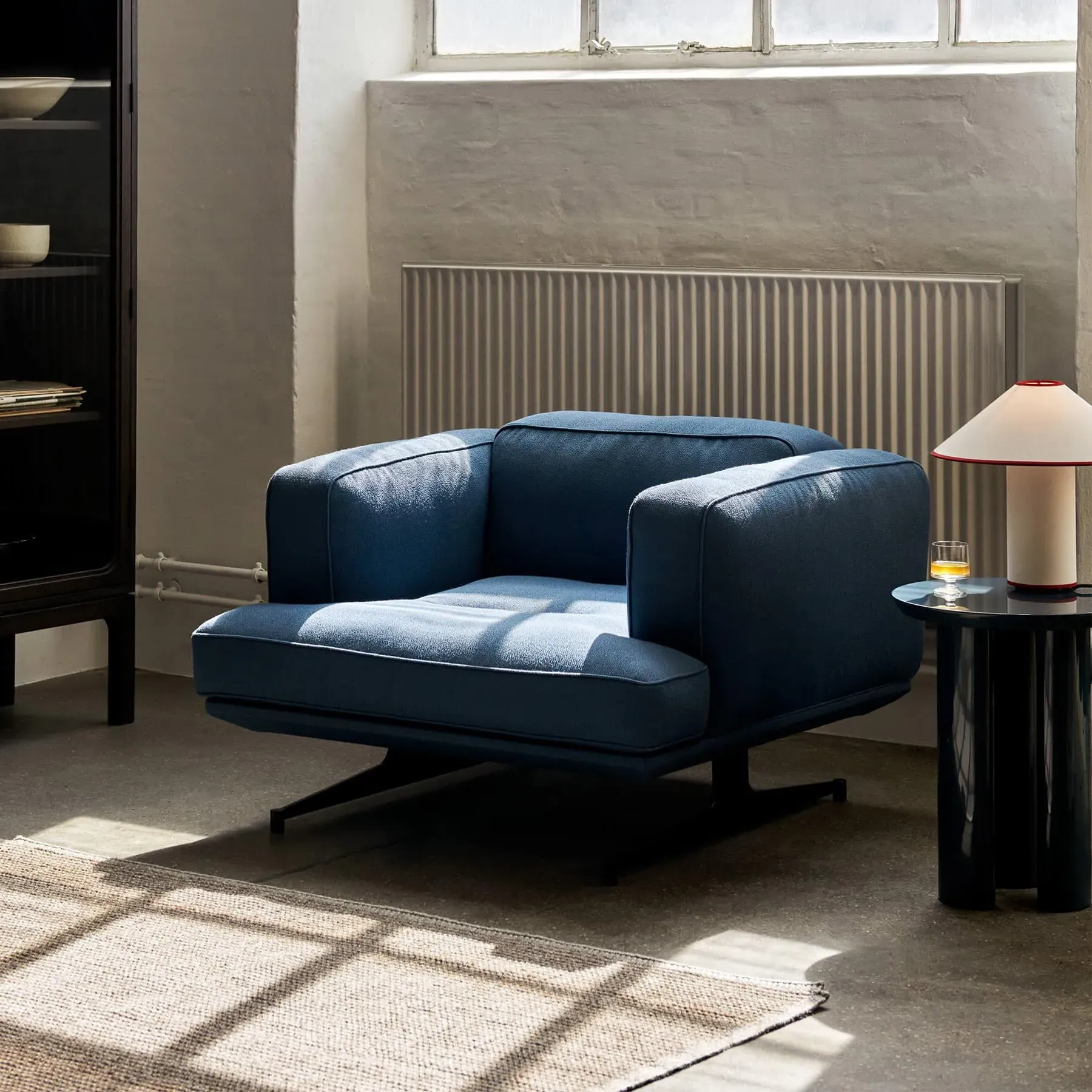 Lounge Chair with Steel Base - Clay, Upholstered