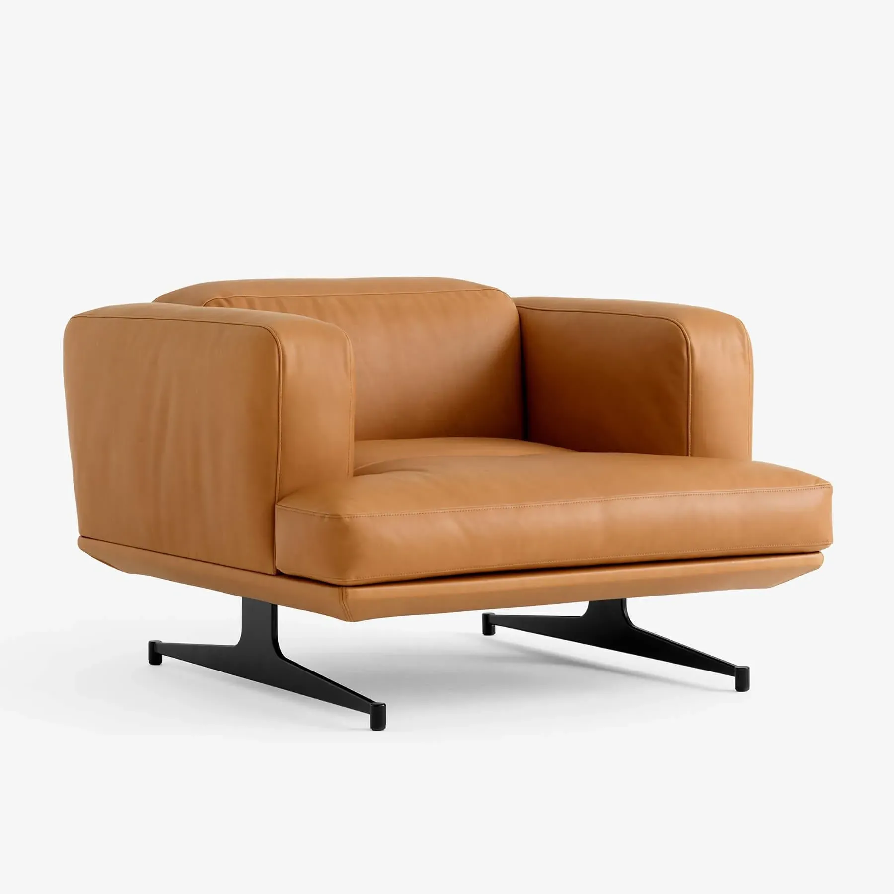 Lounge Chair with Steel Base - Cognac, Leather
