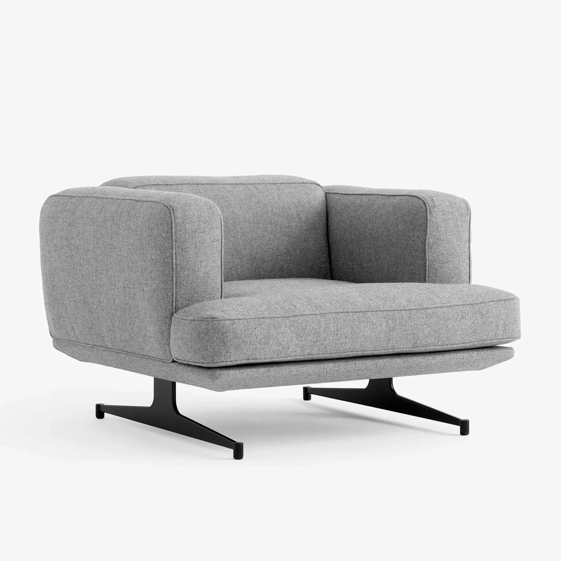 Lounge Chair with Steel Base - Grey, Fabric