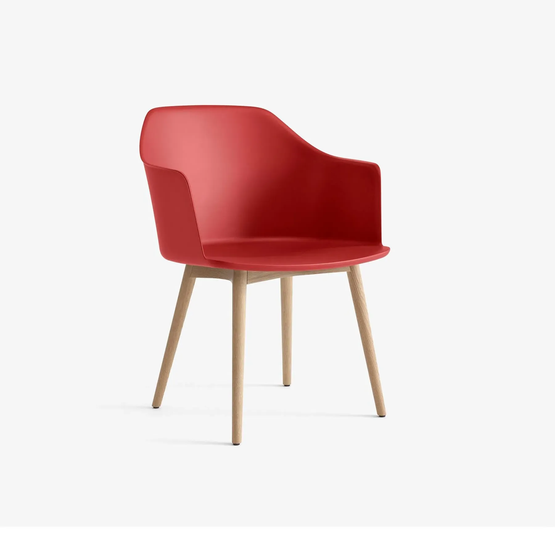 Office Chair with Wood Legs - Red, Oak