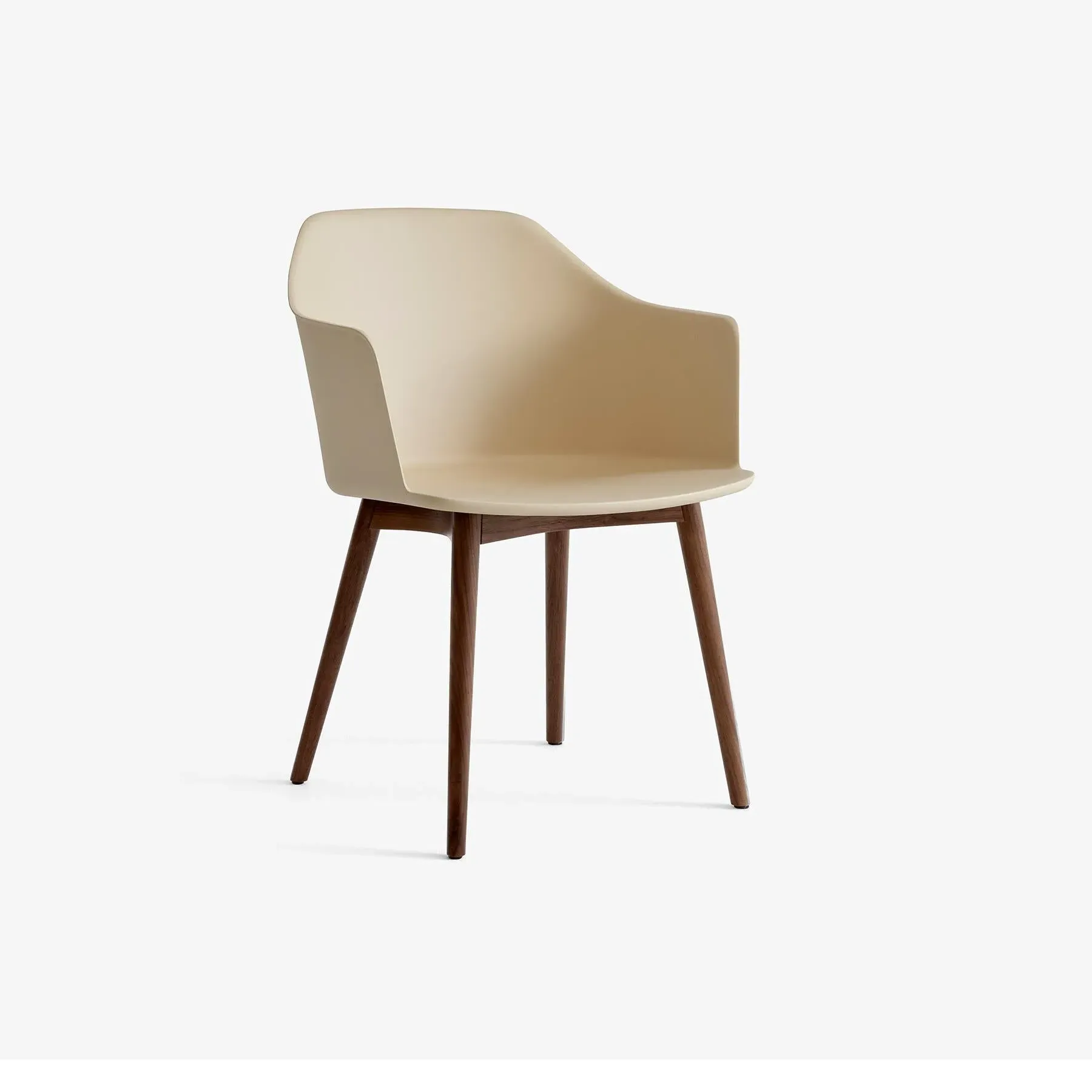 Office Chair with Wooden Legs - Beige, Walnut image
