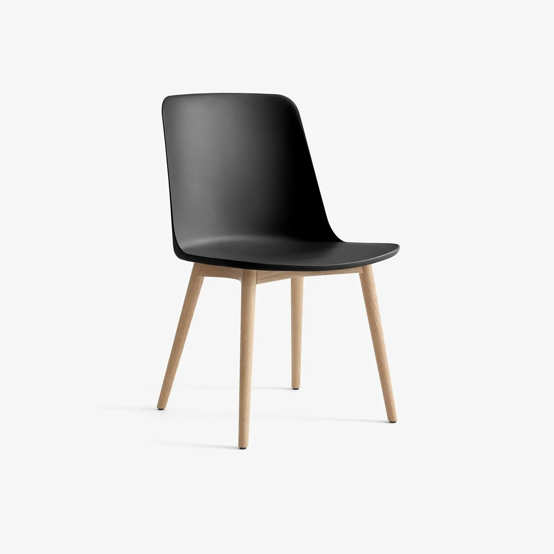 Office Chair with Wooden Legs - Black, Oak image