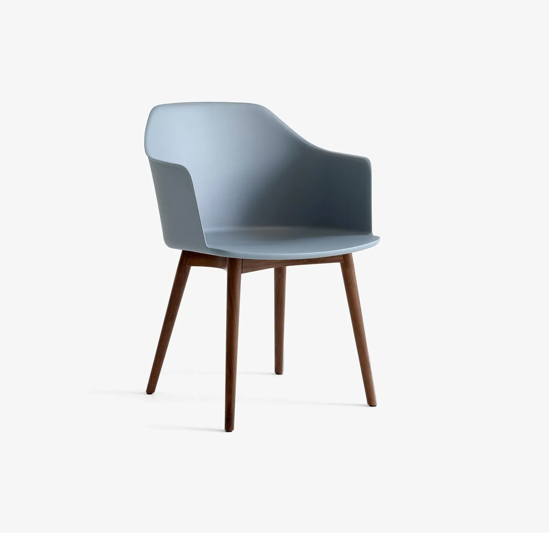 Office Chair with Wooden Legs - Blue, Walnut