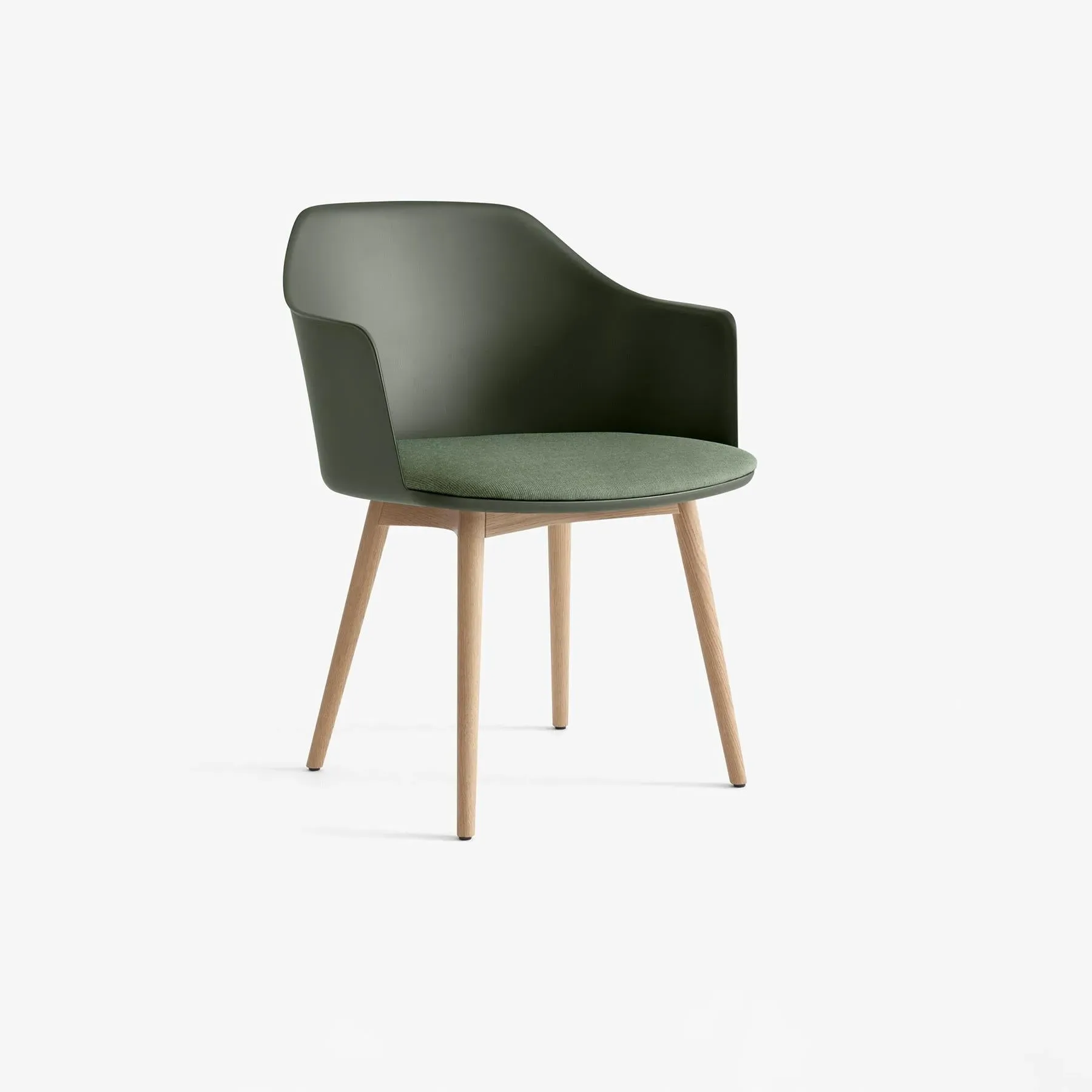 Office Chair with Wooden Legs - Green, Oak image