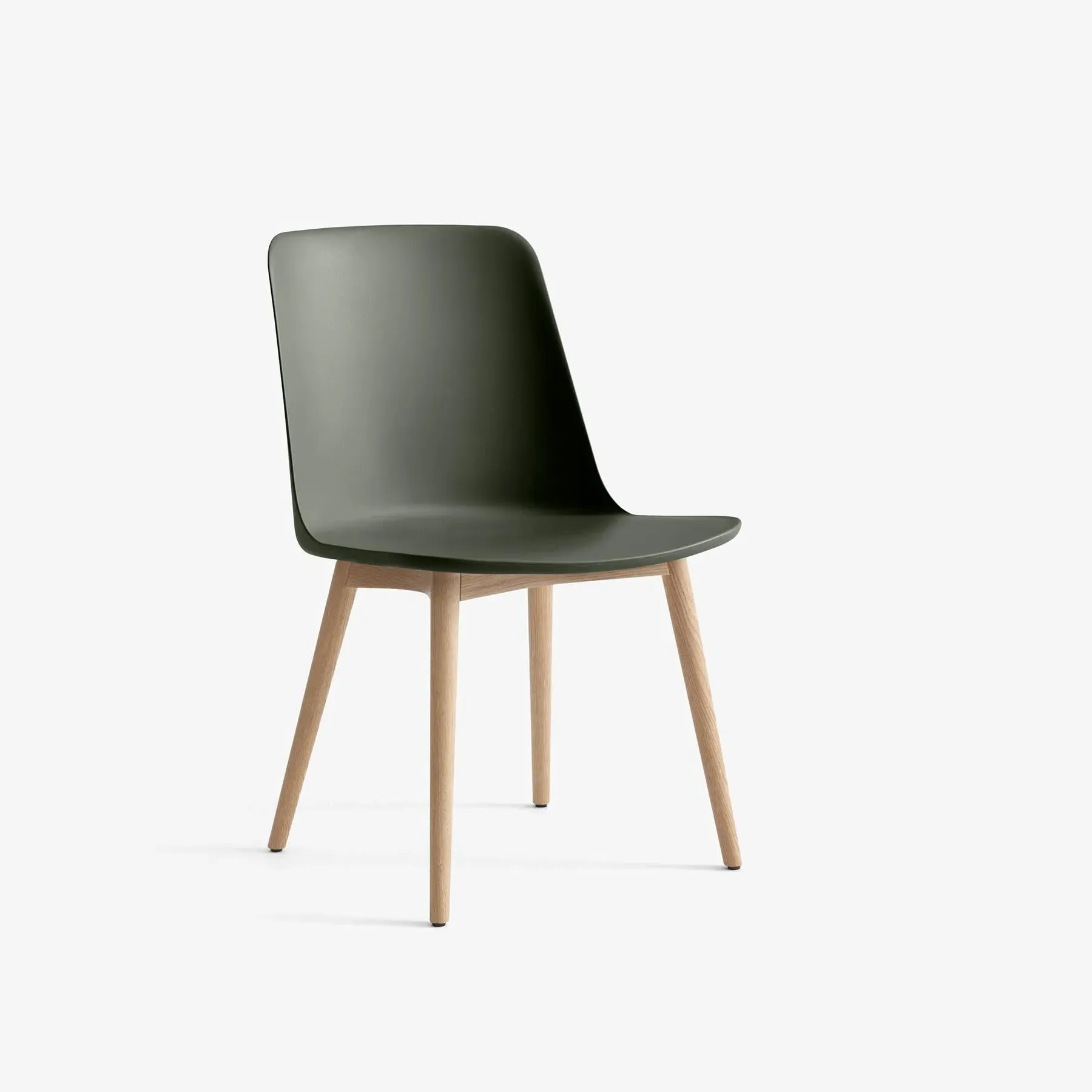 Office Chair with Wooden Legs - Green, Oak