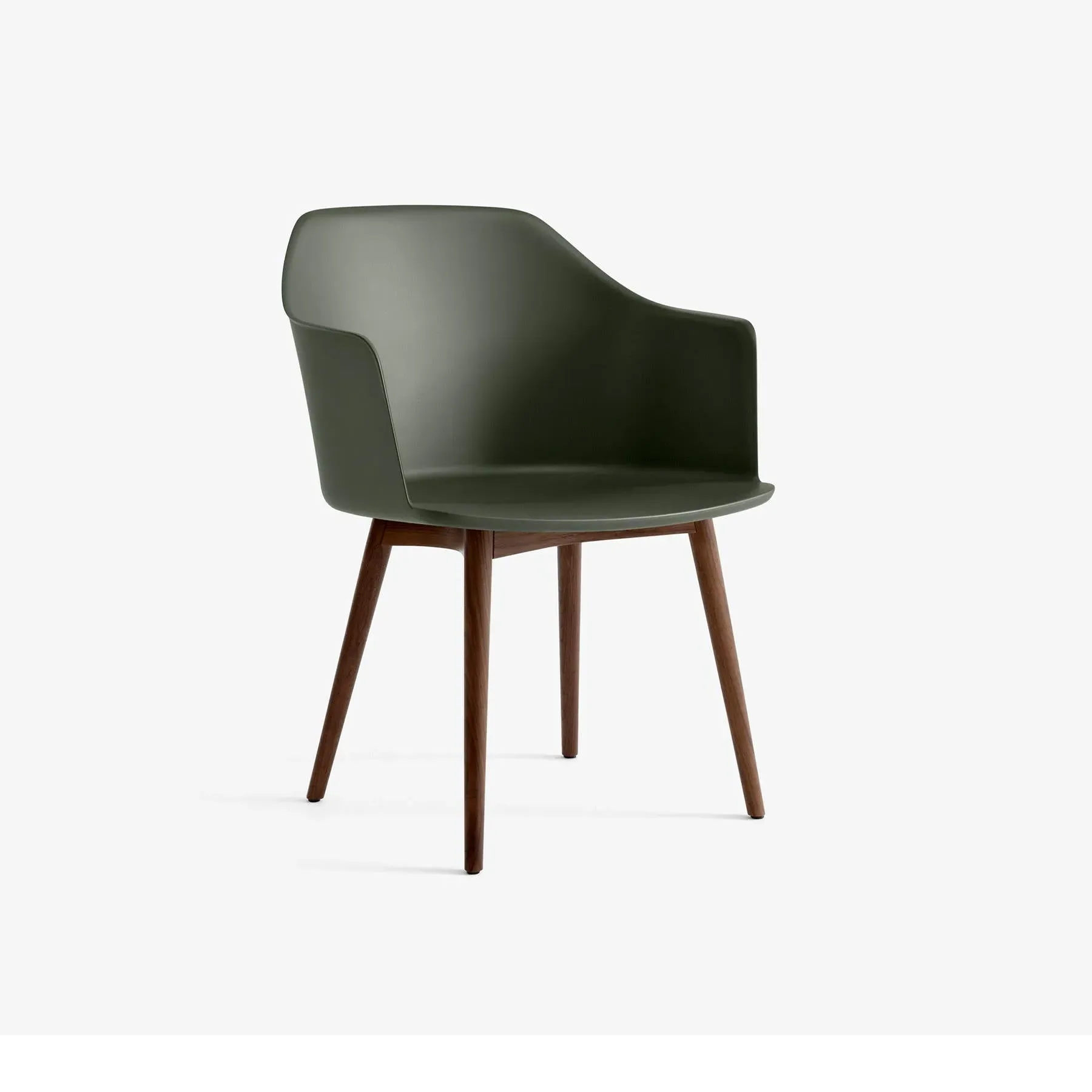 Office Chair with Wooden Legs - Green, Walnut