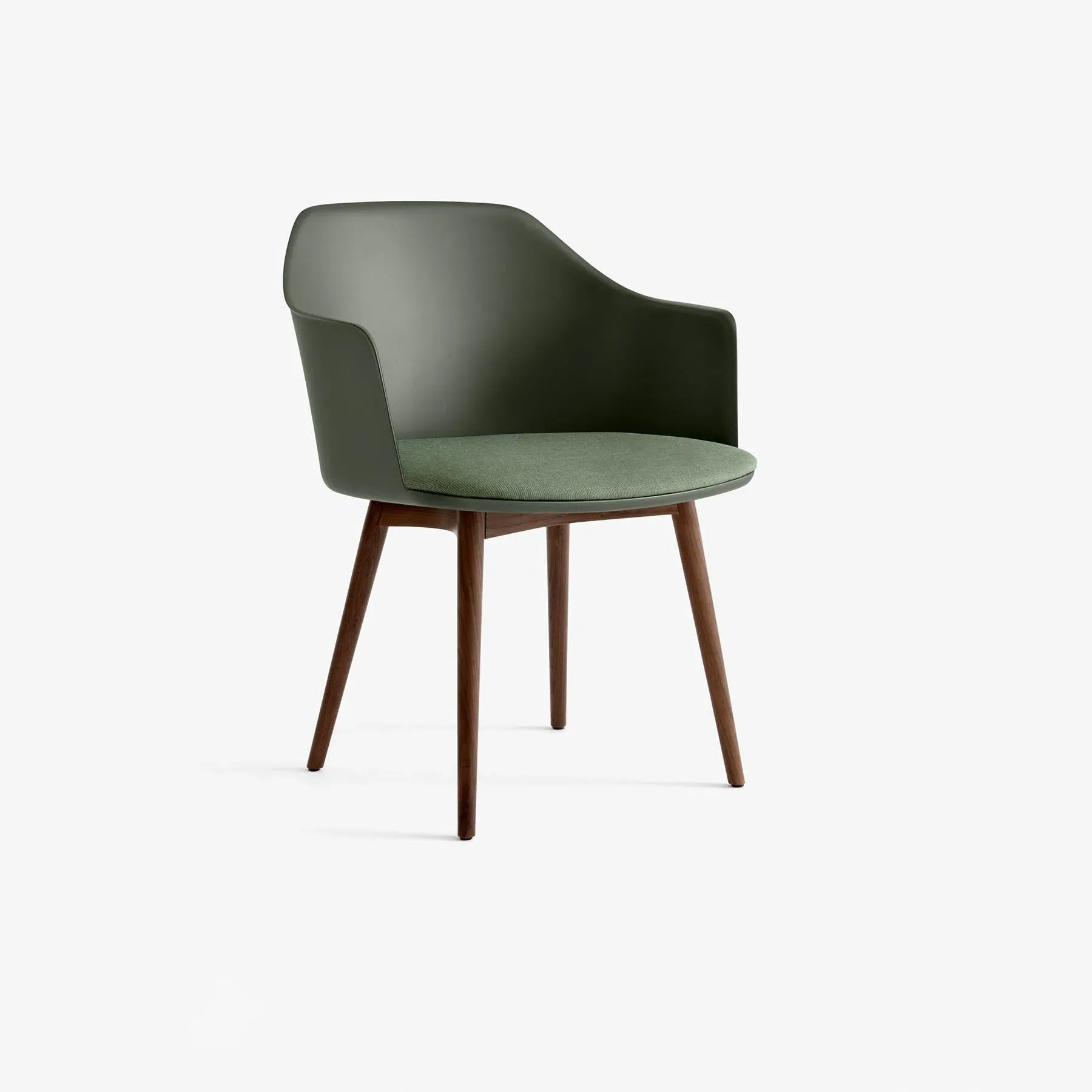 Office Chair with Wooden Legs - Green, Walnut image