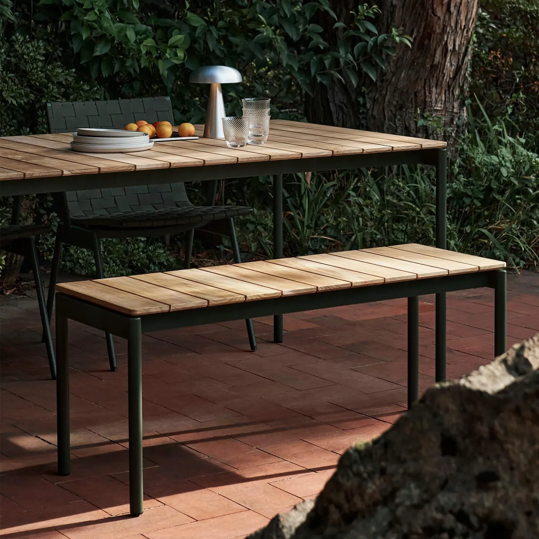 Outdoor Dining Table - Warm Black, Teak