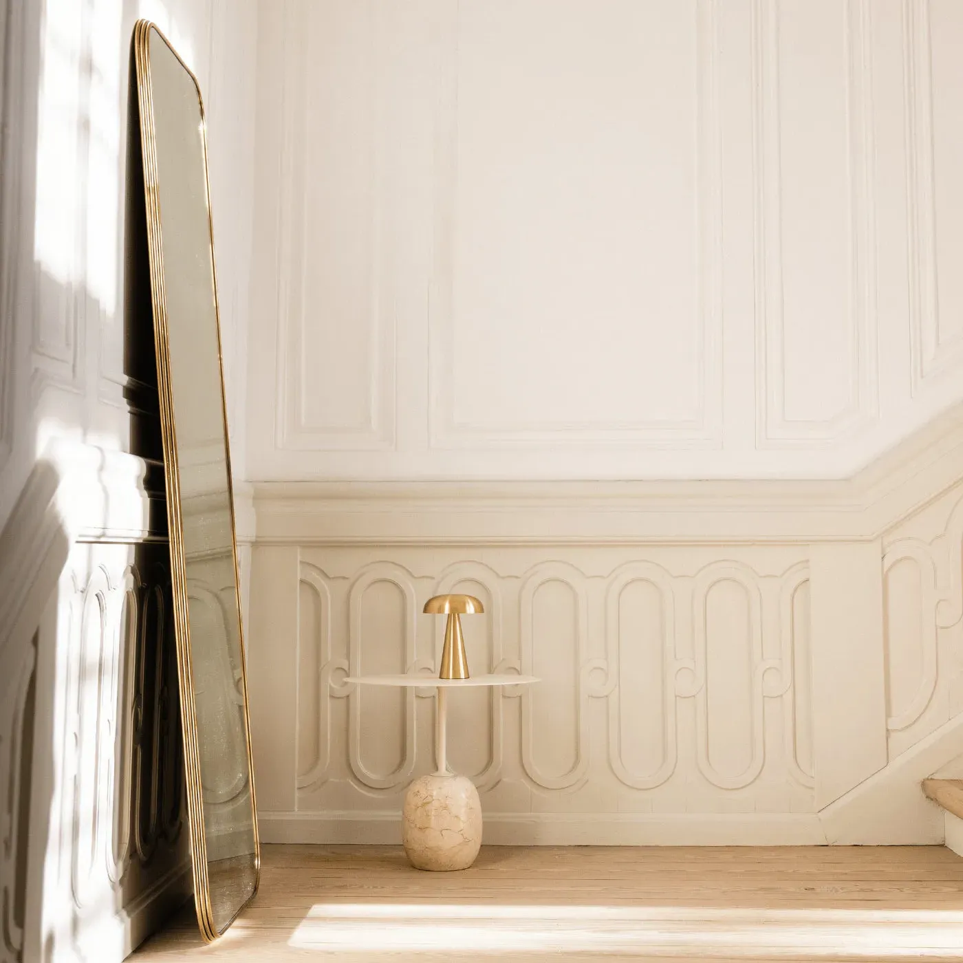 Rectangular Wall Mirror - Brass, Steel