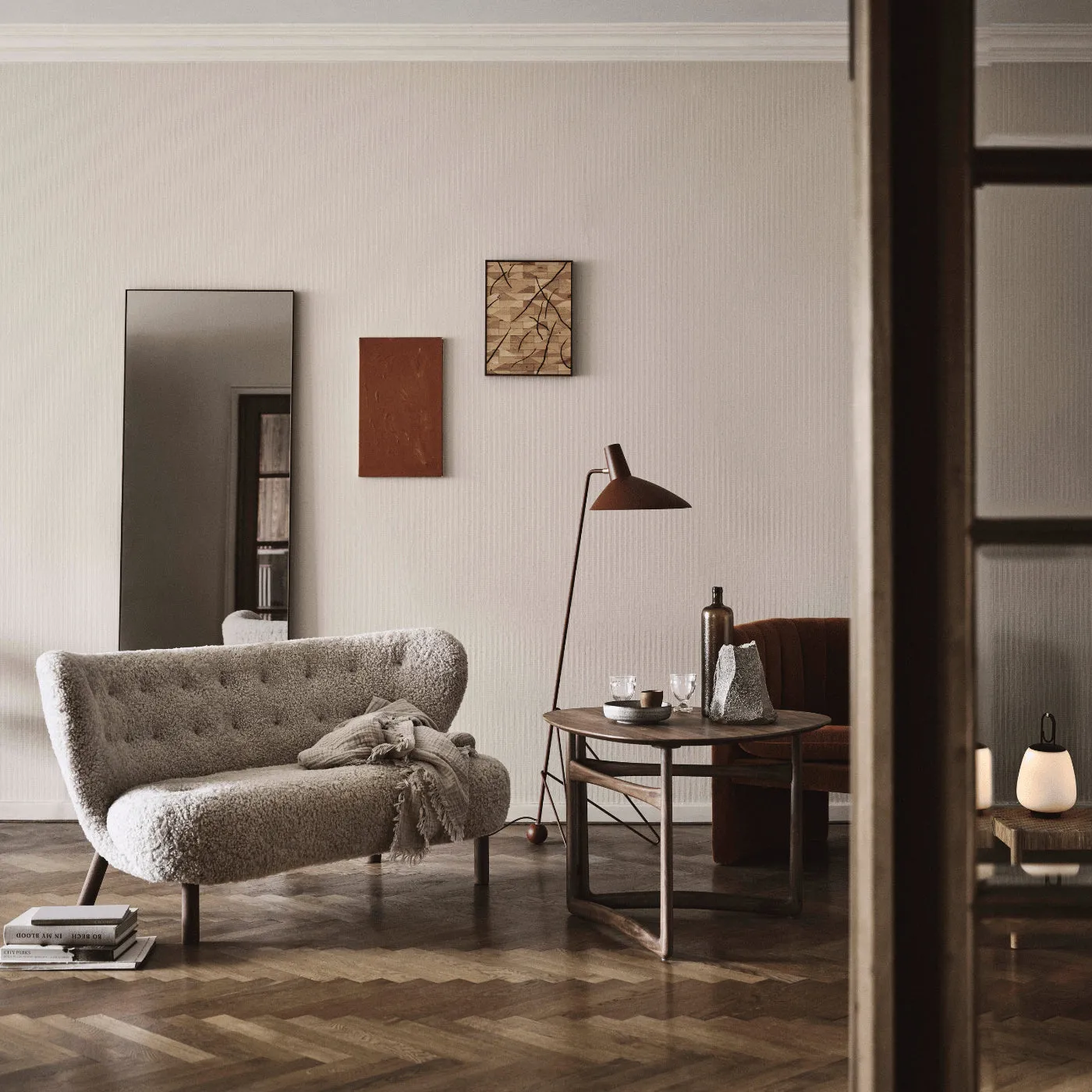 Rectangular Wall Mirror - Brass, Steel