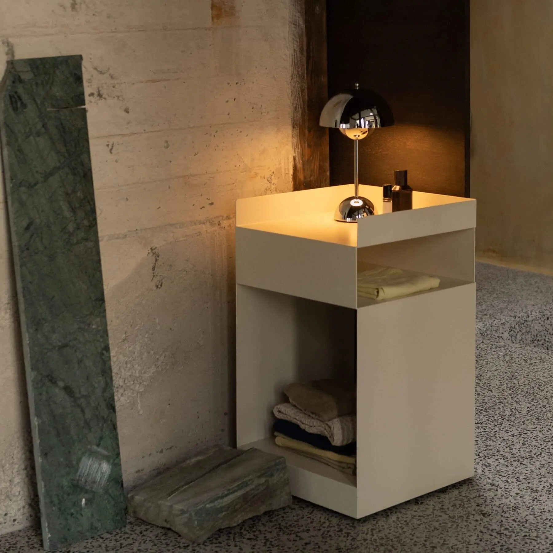 Rotate Side Table with Wheels - Ivory