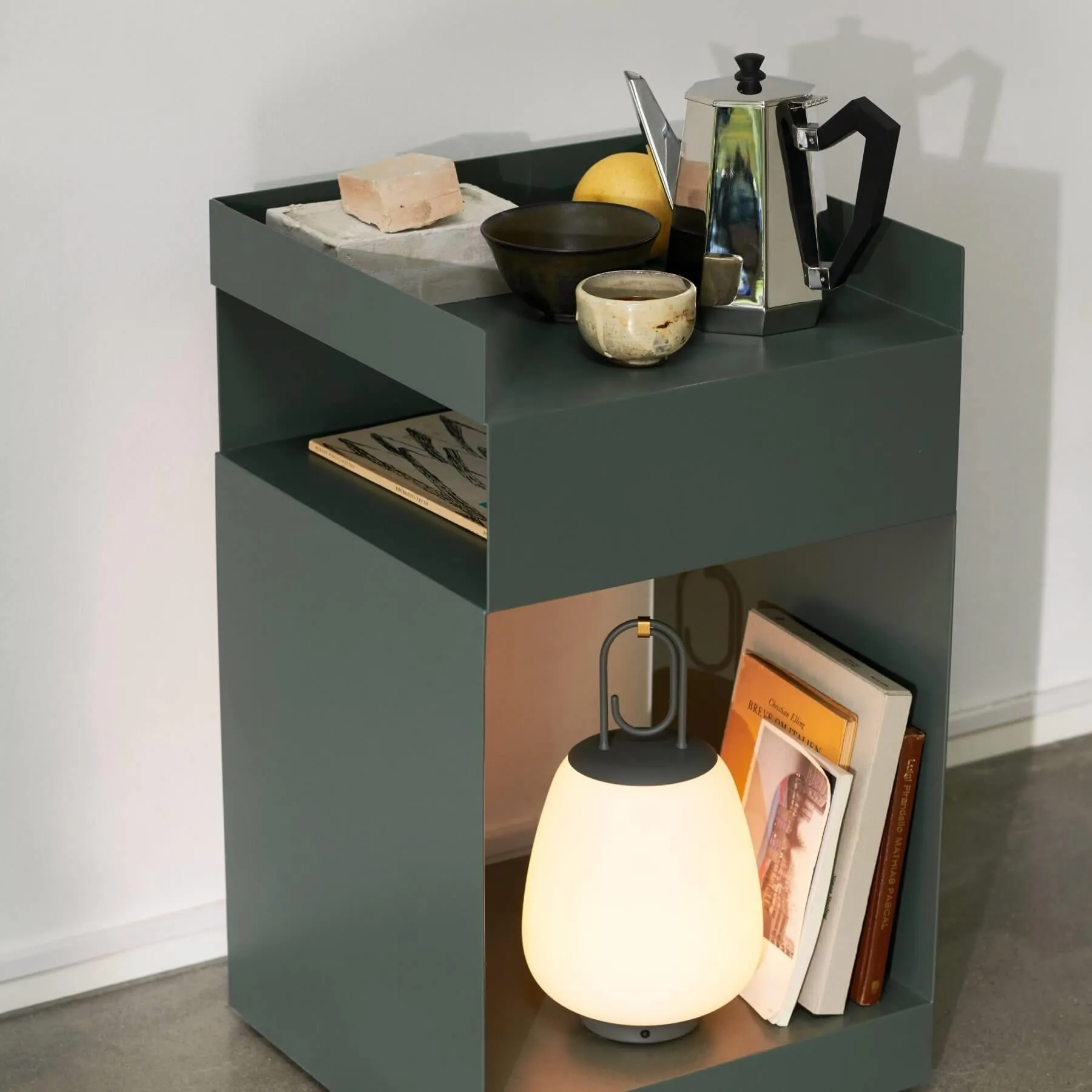 Rotate Side Table with Wheels - Merlot