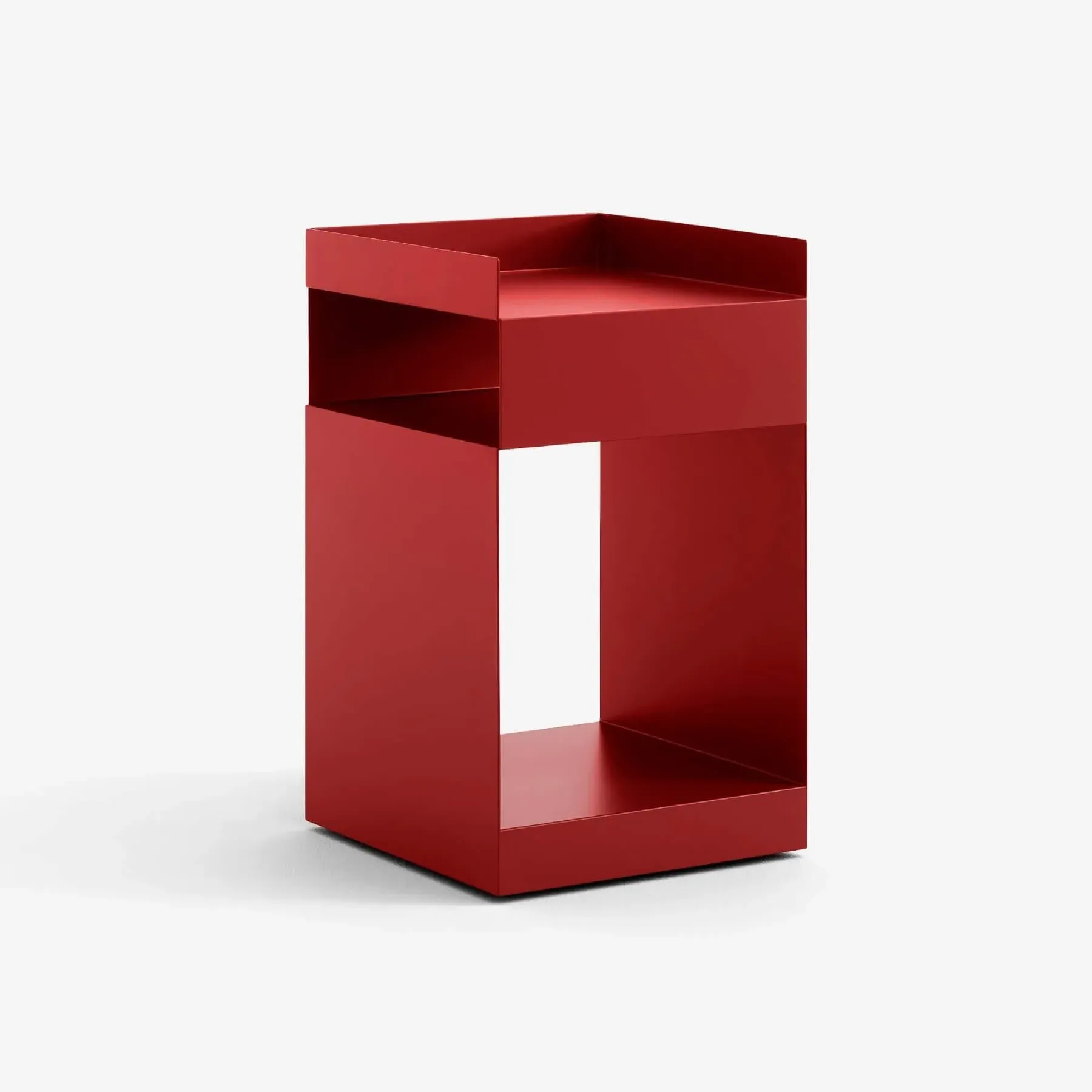 Rotate Side Table with Wheels - Merlot