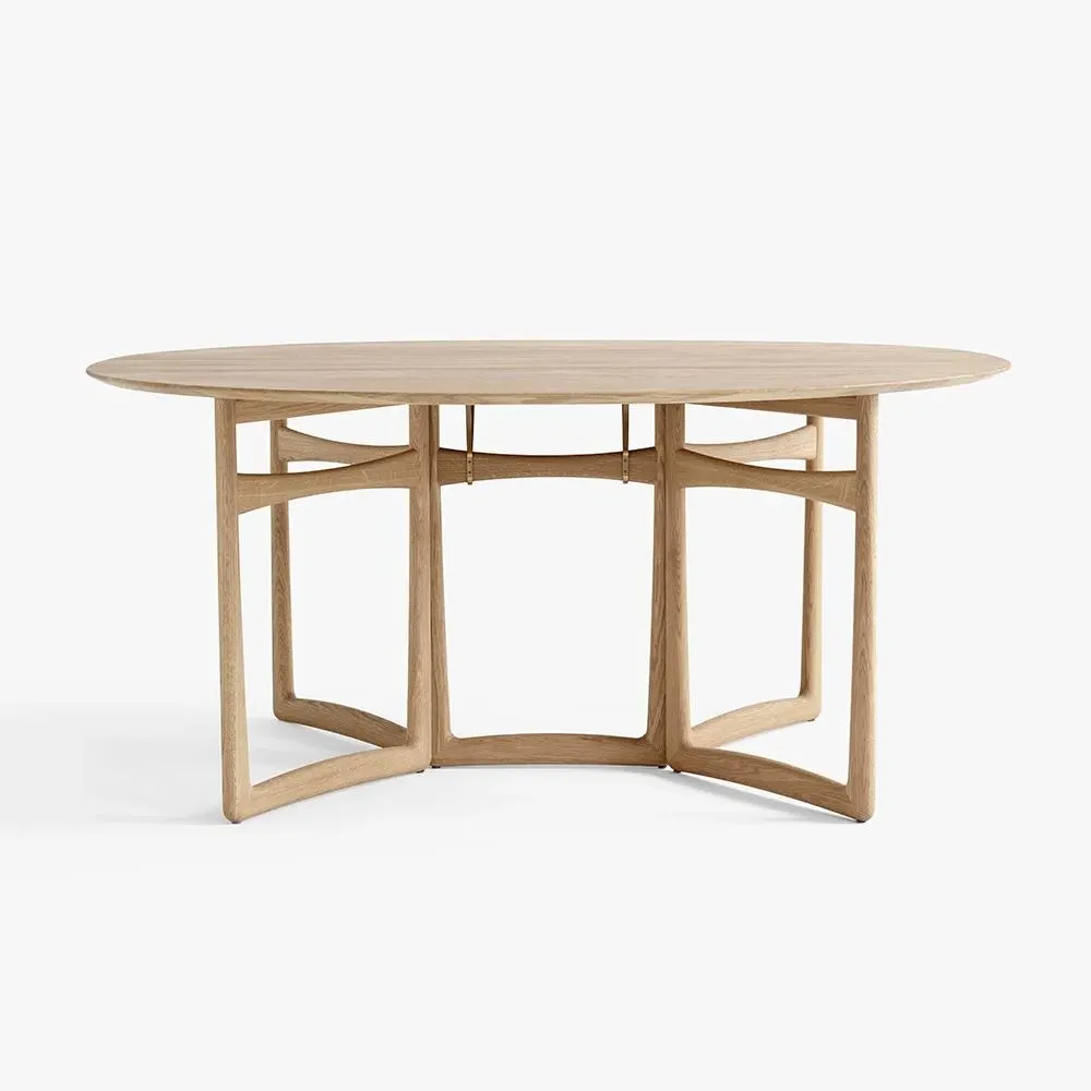 Round Drop Leaf Dining Table - White Oak image