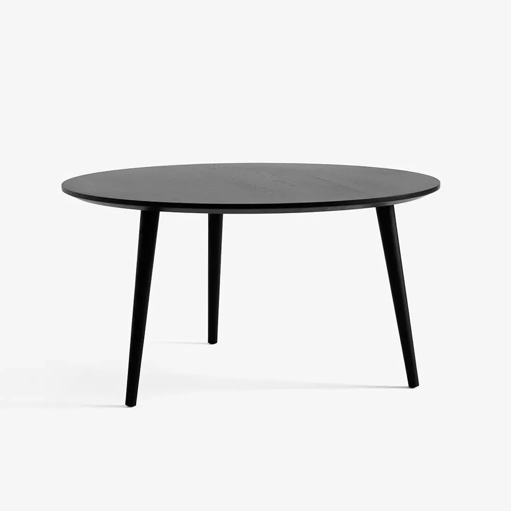 Round Lounge Table - Black, Lacquered Oak