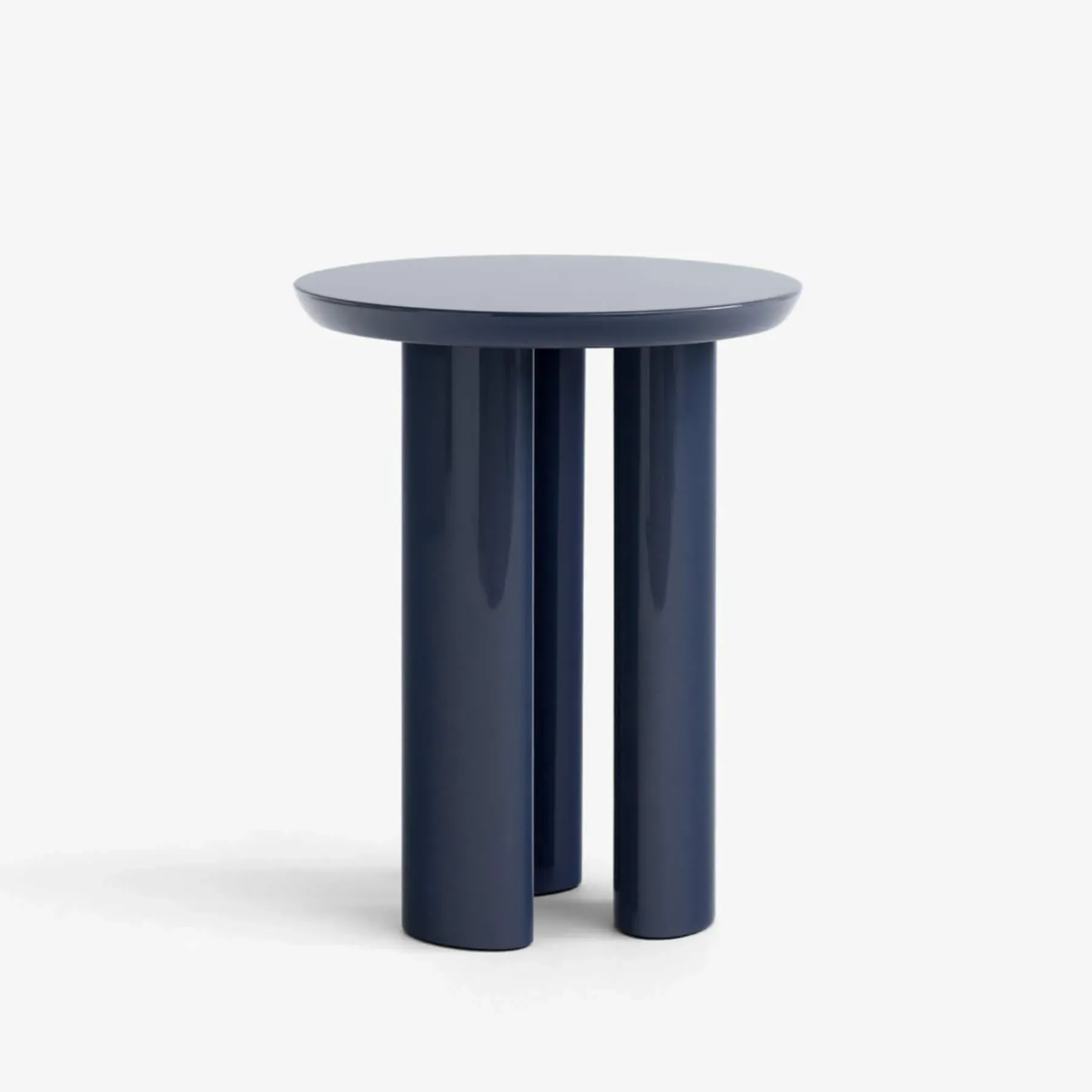 Round Side Table with Curved Legs - Burgundy Red