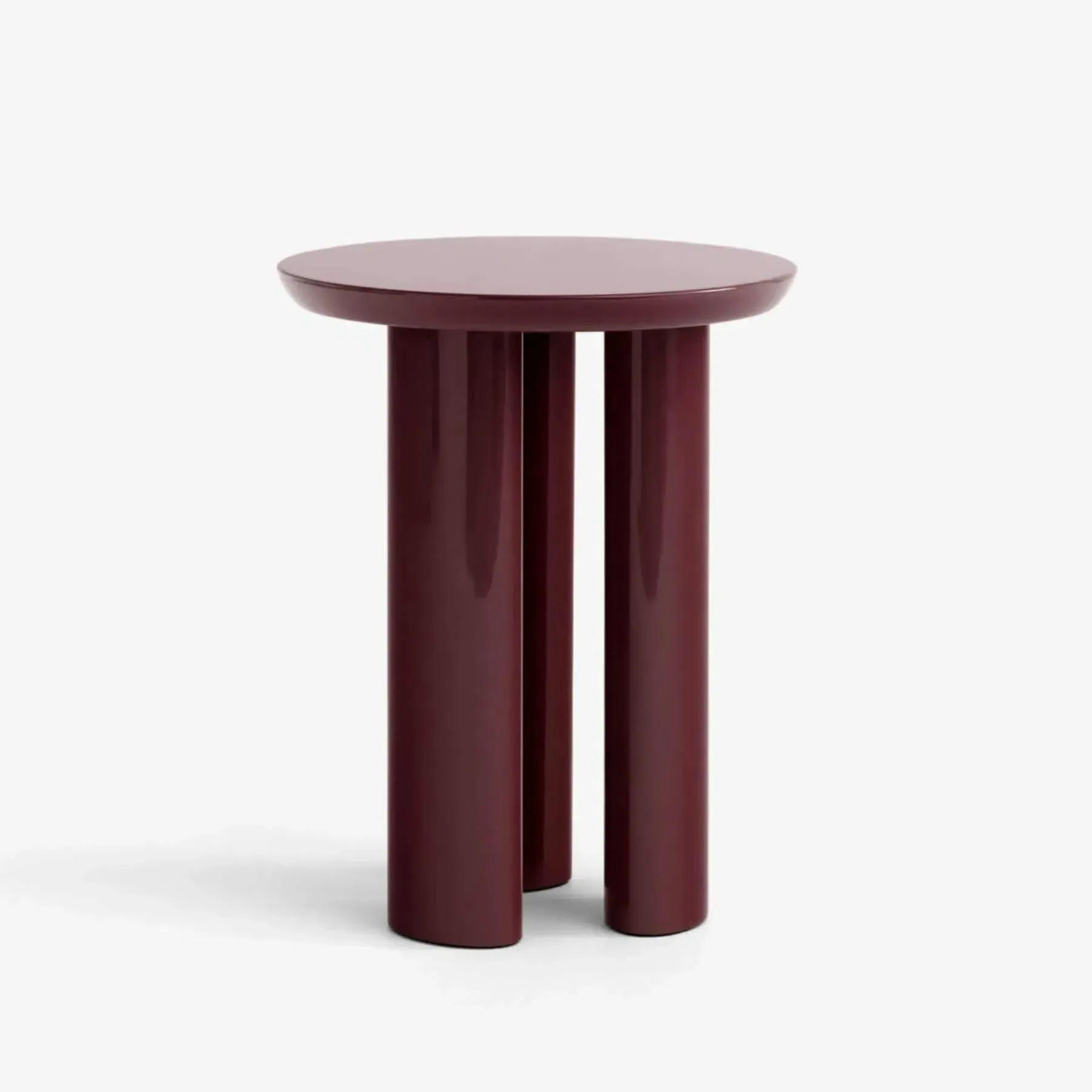 Round Side Table with Curved Legs - Burgundy Red image