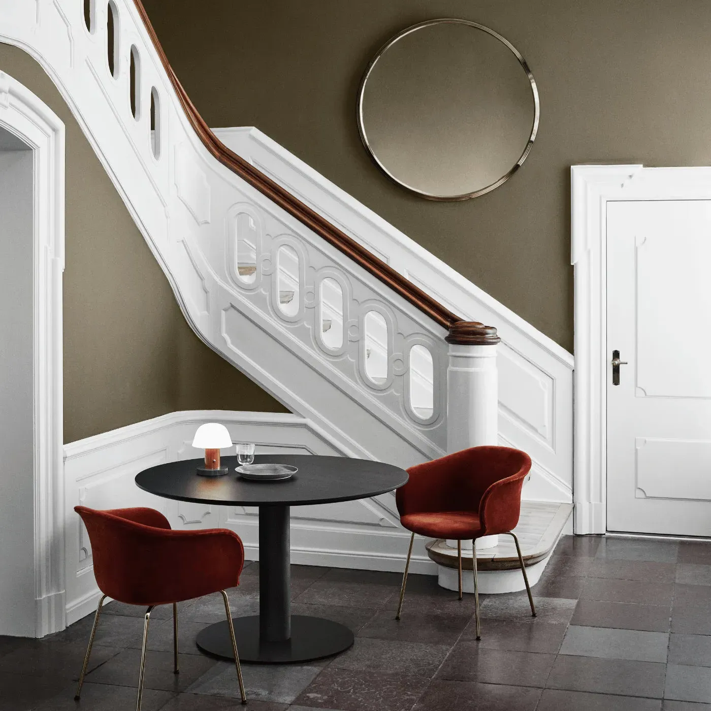 Round Wall Mirror - Brass, Steel