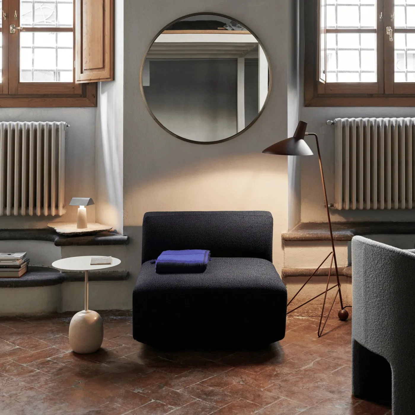 Round Wall Mirror - Brass, Steel