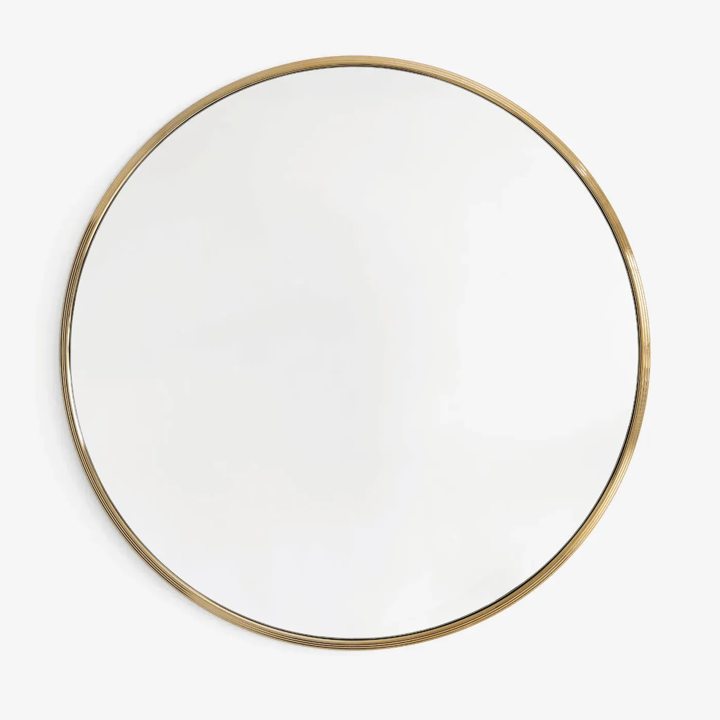 Round Wall Mirror with Corrugated Frame - Steel