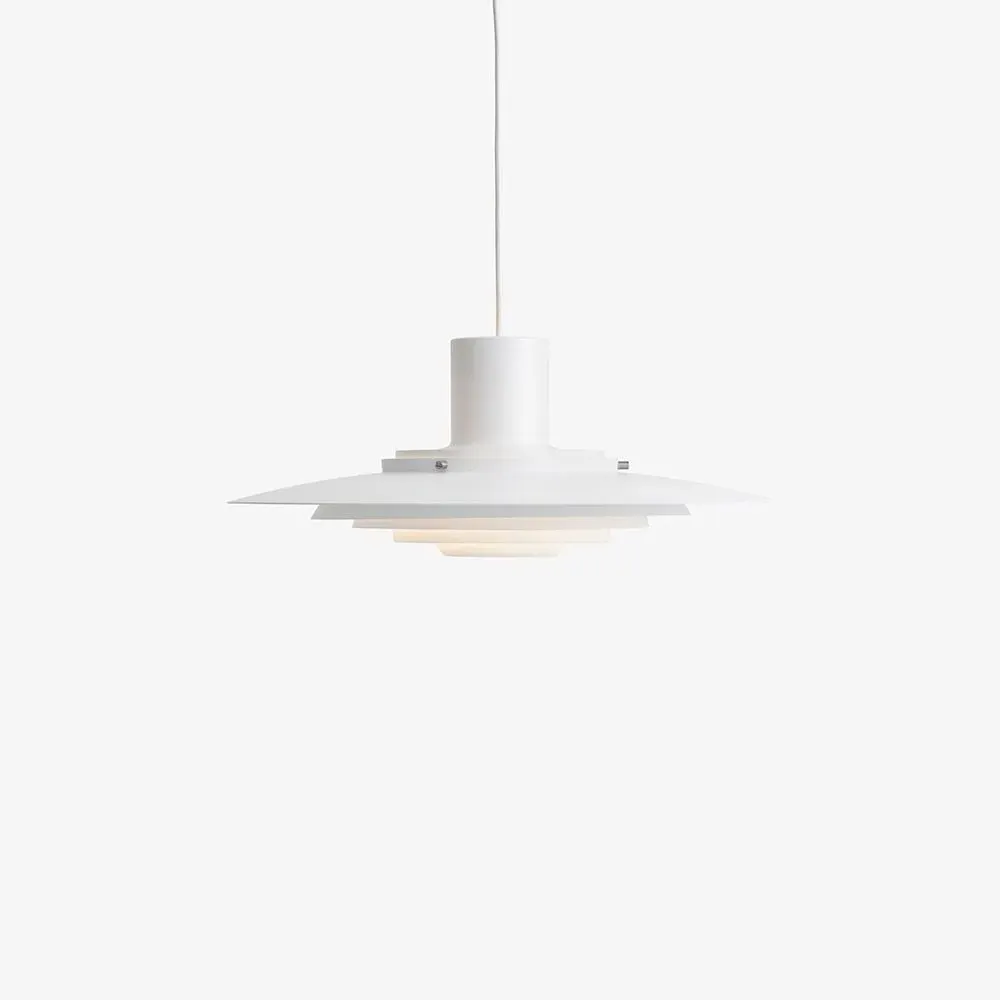 Small Pendant Light with Concentric Shades - White